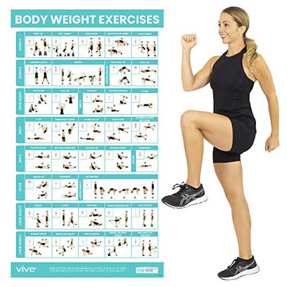 Vive Body Weight Exercise Poster - Workout for Home Gym Laminated Chart