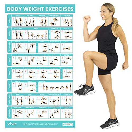 Vive Body Weight Exercise Poster - Workout for Home Gym Laminated Chart