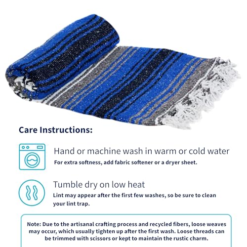 La Montana Bulk Falsa Mexican Blanket, 4 Pack, Cobalt Blue/Charcoal/White - color: Cobalt Blue/Charcoal/White