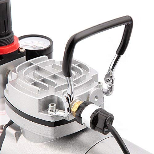 TIMBERTECH Airbrush Compressor AS18-2, Basic Mini Compressor, 4 Bar/Auto Stop for Hobby Paint Body Tattoo Cake Decoration Model Painting Automotive Graphic Make-up