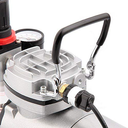 TIMBERTECH Airbrush Compressor AS18-2, Basic Mini Compressor, 4 Bar/Auto Stop for Hobby Paint Body Tattoo Cake Decoration Model Painting Automotive Graphic Make-up