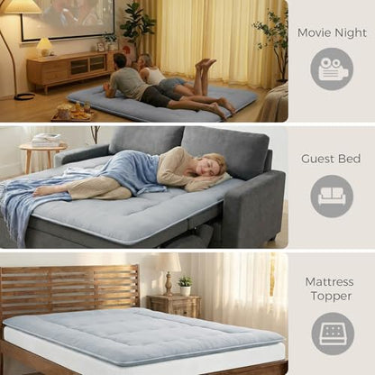 XICIKIN 2.5" Japanese Floor Mattress, Japanese Futon Mattress - color: Grey, size: Queen（80" x 60"）