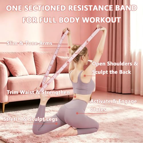 Fabric Exercise Straps, Number Stretch Resistance Bands with 10/12 Loops - color: Pink, size: 12Loops