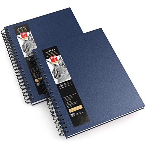 ARTEZA Spiral Sketch Book 9x12 Drawing Pad 2 pack 100 Sheets Sketch Pads for Drawing for Adults & Teens - color: Blue, size: 2 Pack