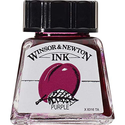 Winsor & Newton Drawing Ink, 14ml Bottle, Purple | Fast-drying, transparent & water-resistant; Outstanding Color Brilliance; Perfect for brush, dip pen, airbrush applications. - color: Purple, style: 14ml Bottle