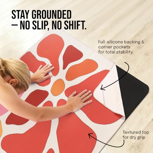 gogoKIWI Hot Yoga Mat Towel for 6 x 4 ft Mats, Fauve Red & Pink - color: Fauve Red & Pink