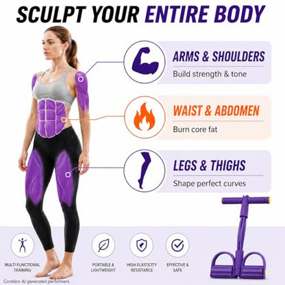 8-Tube Pedal Resistance Band, Sit Up Pull Rope for Home - color: Purple