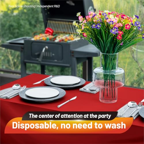 Plastic Table Cloth, 310 Ft X 54 In Disposable Tablecloth Red Tablecloth | Waterproof Plastic Table Cloth Disposable Plastic Table Cover Roll with Cutter for Birthday, Party, Graduation, Christmas - color: Red, size: 3720" x 54" (Rectangular)