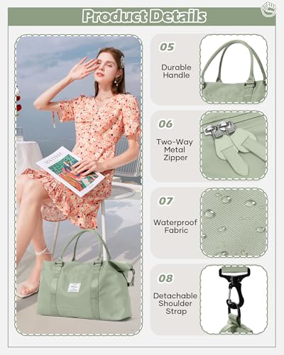 Travel Duffel Bags for Women Mens Waterproof Weekender Carry on Bag Sports Gym Bag Travel Tote Bags with Wet Pocket Overnight Bag Workout Duffel Bags with Trolley Sleeve Grey Green - color: F7-Grey Green