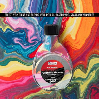 U.S. Art Supply Odorless Mineral Spirits for Cleaning 500ml | Solvent for Artists, Odorless Paint Thinner for Oil Painting - size: 16.9 Fl Oz (Pack of 1)