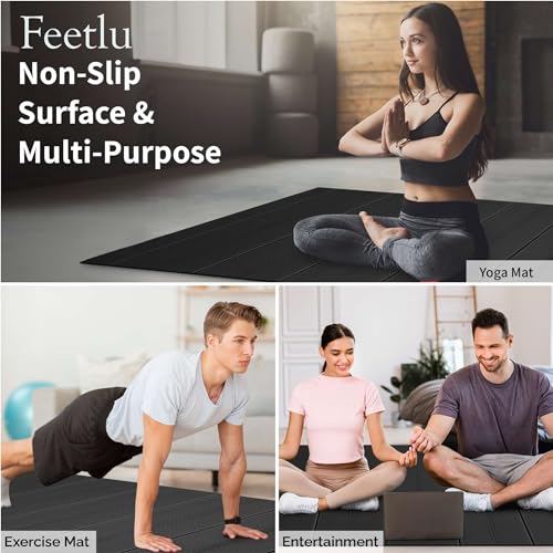 Extra Wide & Large Foldable Yoga Mat, 72" x 48", 6mm/8mm Thick - color: Black, size: 48" x 72" x 1/3"