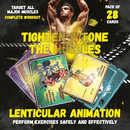 OrangeX Lenticular Workout Cards – Holographic Animated Exercise Guide for 6 Major Muscle Groups, with Tips, Challenges & Beginner-Friendly Weight Training Breakdown