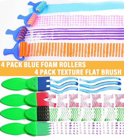 53-Pack Sponge Paint Brushes, Washable Painting Brushes | Toddler Painting Set, Early Learning Foam Roller Sponge Art Crafts Kit with Storage Bag, Creative Gift - style: 53 Pcs