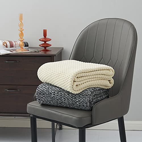 Longhui bedding 소파용 블랙 니트 담요, 부드럽고 아늑한 세탁기 세탁 가능한 100% 면 소파 담요, 무거운 1.1kg(2.5파운드) 무게, 세탁 가방 포함, 블랙 앤 화이트 - color: 2-블랙., size: 51" x 63", Standard