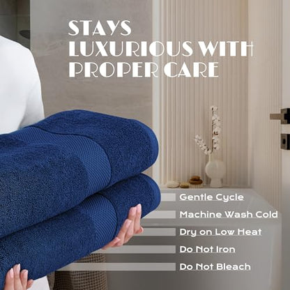 Luxury Soft Bath Sheet Towels Set - 650 GSM Cotton Luxury Bath Towels Extra Large 35x70 | Highly Absorbent and Quick Dry | Hotel Quality Extra Large Bath Towels Oversized, Navy Blue, 2 Pack - color: Navy Blue, size: Bath Sheets, 2 Pack
