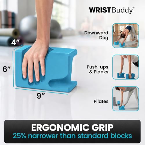 WRISTBuddy® Yoga Blocks 2 Pack, High Density Non-Slip, Hand-Shaped Design - color: Teal