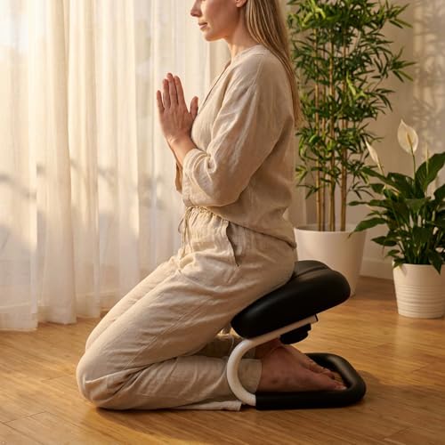 Meditation Bench, Prayer Kneeling Stool with Non-Slip Cushion，Adjustable Metal Kneeling Meditation Stool,Ergonomic Yoga Stool for Long-Term Meditation, Home Prayer and Yoga