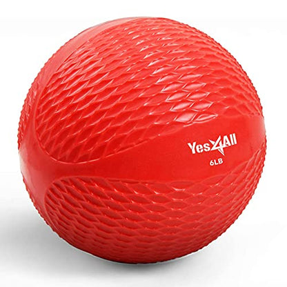 Yes4All Weighted Toning Balls for Exercise, Soft Medicine Balls for Exercise, Pilates, Yoga, Balance, Flexibility, 2-10lbs - color: Red, style: B. Diamond Grip - Knurl