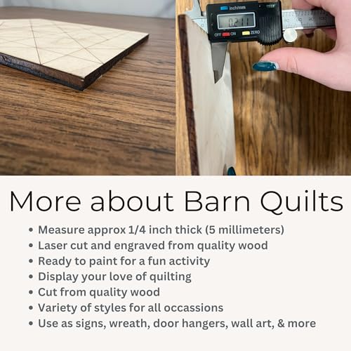 Wooden Barn Quilts | Unfinished Wood Quilt Block Painting Sign | DIY Painting Craft Kit for Adults | Farmhouse Wall Art and Quilting Decor (18 inches, Patchwork Star) - size: 18 inches