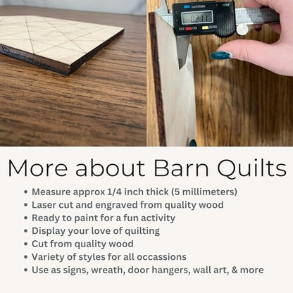Wooden Barn Quilts | Unfinished Wood Quilt Block Painting Sign | DIY Painting Craft Kit for Adults | Farmhouse Wall Art and Quilting Decor (18 inches, Patchwork Star) - size: 18 inches