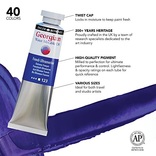 Daler Rowney Georgian 10-Tube Selection Water Mixable Oil Paint Set - Art Paints for Canvas Paper and More - Oil Painting Supplies for Artists and Students - Artist Oil Paint for Any Skill Set - style: 10 Pack