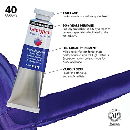 Daler Rowney Georgian 10-Tube Selection Water Mixable Oil Paint Set - Art Paints for Canvas Paper and More - Oil Painting Supplies for Artists and Students - Artist Oil Paint for Any Skill Set - style: 10 Pack