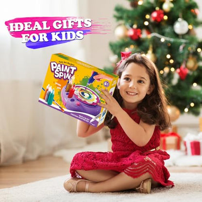 Spin Art Machine for Kids, Paint Spinner Arts & Crafts Gift Kit, Ages 4-12 | Includes machine, 36 artboards, 7 washable paints & splatter guard. Easy-clean, screen-free STEAM gift for girls & boys - color: Purple