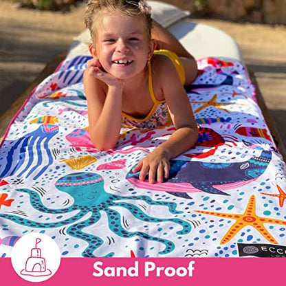 ECCOSOPHY Microfiber Kids Toddler Beach Towel, Quick Dry, Sand Free, 60x30 - color: Under the Sea