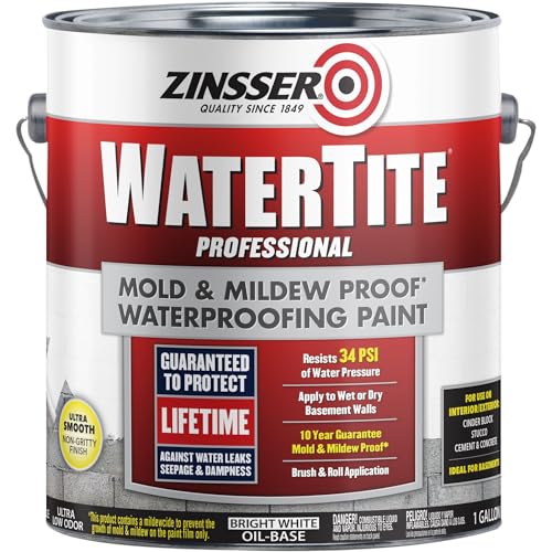2-Pack of 1 gal Zinsser 5001 White WaterTite Mold & Mildew-Proof Waterproofing Paint, Oil-Based