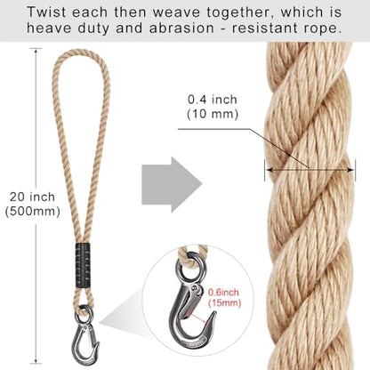 BeneLabel 2Pcs 19" Tree Swing Rope Tree Swing Strap for Hanging Hammock - color: Off-White, size: 19"(2 Pack)