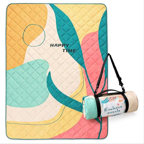 Exclusivo Mezcla Extra Large Waterproof Picnic Blankets 3 Layer, Sandproof and Foldable Outdoor Blanket for Beach Camping, Park and Travel, 60x80 Inch - color: Green Seaweed, size: 60''*80''
