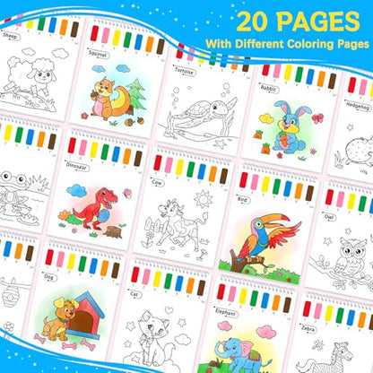 SOCOLER Paint with Water Coloring Books for Kids & Toddlers, Animals | Mess Free Watercolor Painting Set, Water Color Painting Book,Craft Art Kit, Boys & Girls Birthday Gift, Travel Activity Toy - style: Animal B
