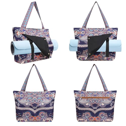 Yoga Mat Bag Yoga Bags and Carriers Fits All Your Stuff Yoga Tote Bag with Zipper Pocket Yoga Mat Carrier Pilates Bag Take in Out Mat Easily - color: Ancient Totem