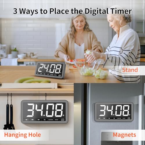 VOCOO Large 7.8" Digital Timer, Magnetic LED Timer for Kitchen & Classroom - color: Space Grey