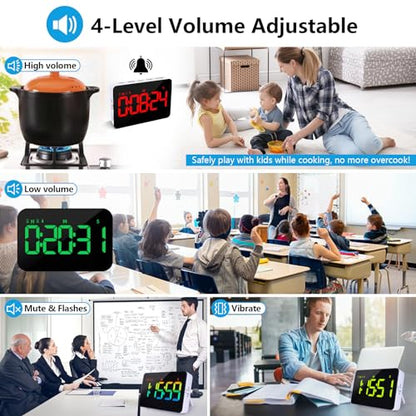 Samshow Rechargeable Digital Kitchen Timer, 2 Packs, Color Change - color: Rgb
