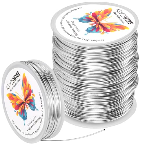Aluminum Craft Wire 16 Gauge(1.5 mm)–164 FT(50 M)+18 Gauge (1.0 mm) 32.8FT (10 M) KSVZS Anodized Aluminum Wire,Flexible Metal Wire for Crafts,Sculpting,Jewelry Making,Armature and DIY Crafts(Silver) - size: 16 Gauge