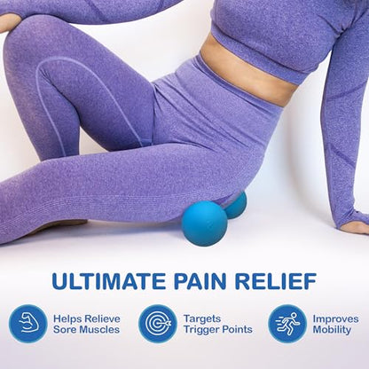 Peanut Massage Ball - Double Lacrosse Massage Ball & Mobility Ball for Physical Therapy - Deep Tissue Massage Tool for Myofascial Release, Muscle Relaxer, Acupoint Massage - color: Blue Peanut Ball