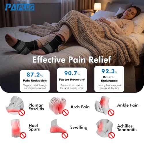 PAPLUS 6 Pairs Compression Socks Women & Men for Plantar Fasciitis Relief - color: Black(6 Pairs), size: X-Large (6 Pair)