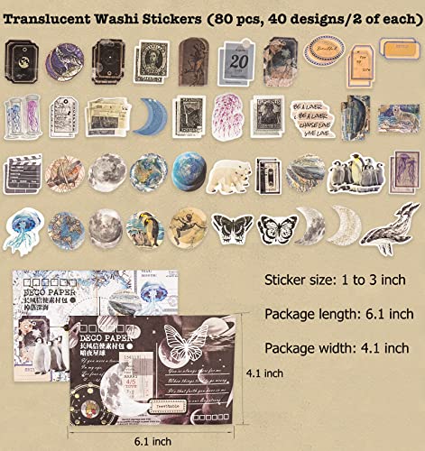 Knaid 200 Piece Vintage Ephemera Bundle - Paper & Sticker Kit for Junk Journaling, Scrapbooking, Planners, Bullet Journals, Collage, Decoupage - Black/Blue Tones - style: Black & Blue