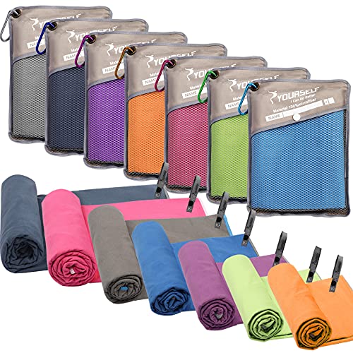 SYOURSELF 2 Pack Microfiber Camping Towel, Quick Dry Towel, Soft Absorbent Compact Travel Gym Workout Sweat Towel for Beach Yoga Swim Travel Camping Hiking Backpack Essentials (S:32"x16") - color: Grey, size: S:32.00" x 16.00"(2pcs)