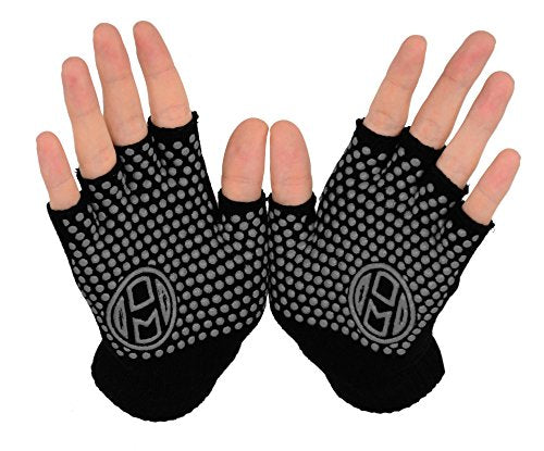 Mato & Hash Yoga Pilates Fingerless Exercise Grip Gloves - color: Black/Grey, size: Single