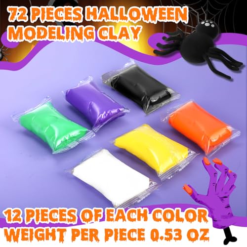 WinnerWhy 72 Pcs Air Dry Clay Bulk 38 oz Air Dry Modeling Clay Soft DIY Ultra Light Modeling Clays Magic Foam Crafts for Sculpting Kids Gifts Party School Supplies for Crafts Artistic(Halloween Color) - color: Halloween Color