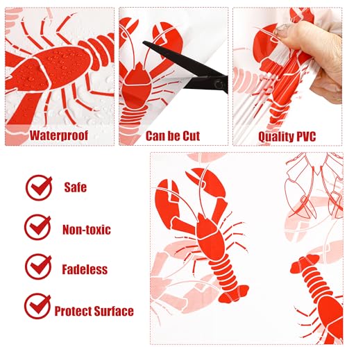Kochorie 2 Pieces Crawfish Plastic Tablecloth 108 x 54 Inch White and Red Crawfish Table Cover Waterproof Lobster Tablecloth for Summer Seafood Party Supplies Home Outdoor Decorations - style: Crawfish