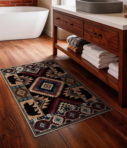 YIHOUSE Washable Western Cabin Area Rug 2x3 Entryway - color: Bear, size: 2'x3'(Rectangular)