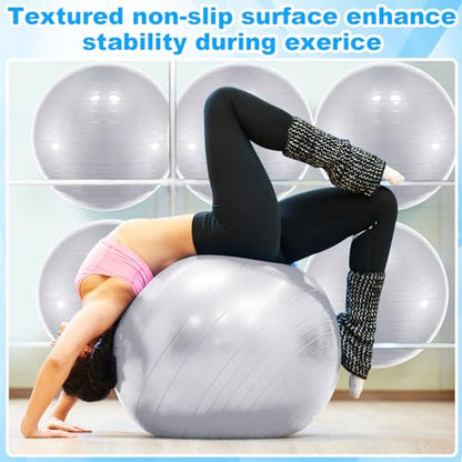Jexine 6 Pcs Yoga Ball Exercise Ball - color: Gray, size: 25.59 Inch