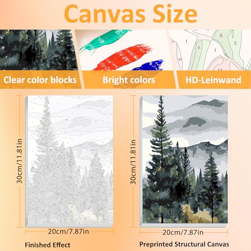 Mandun Landscape Paint by Numbers Kit for Adults, 3 Pack, 7.8x11.8 inch | DIY Painting Kits Crafts for Adults, Relieve Stress, Frame Canvas, Wooden Easel, Gift Box, Home Wall Decor - color: 3 Pack Landscape