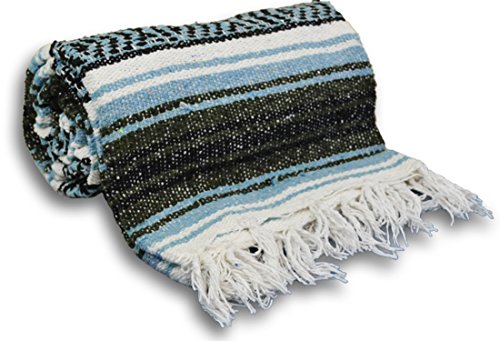 YogaAccessories Traditional Mexican Yoga Blanket - color: Light Blue