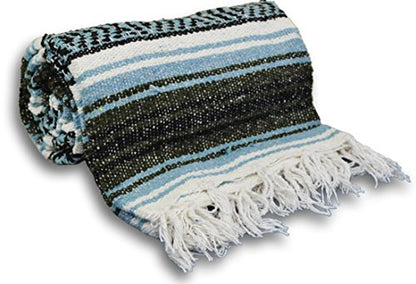 YogaAccessories Traditional Mexican Yoga Blanket - color: Light Blue