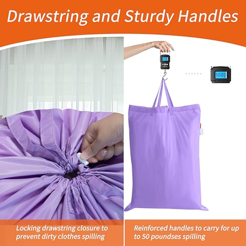 Polecasa Extra Heavy Duty Laundry Bag with Handles, Purple, 28x36" - color: Purple, size: 28" x 36" | 1 Pack