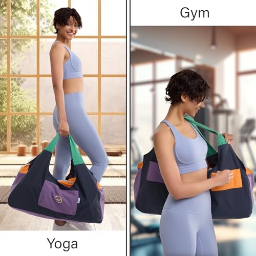JoYnWell Yoga Bags and Carriers Fits All Your Stuff, Extra Large Yoga Mat Bag Full Zip Yoga Mat Bag with 3 Zipper pockets - color: Black-Multicolor